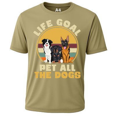 Life Goal Pet All The Dogs Funny Dog Lover Animal Dogs Cooling Performance Crew T-Shirt