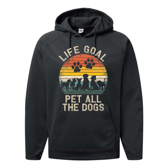 Life Goal Pet All the Dogs Pet Dog Lover Performance Fleece Hoodie