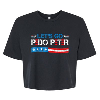 Let's Go Pedo Peter Distressed American US Flag Bella+Canvas Jersey Crop Tee