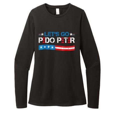 Let's Go Pedo Peter Distressed American US Flag Womens CVC Long Sleeve Shirt