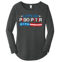 Let's Go Pedo Peter Distressed American US Flag Women's Perfect Tri Tunic Long Sleeve Shirt