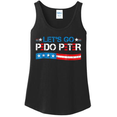 Let's Go Pedo Peter Distressed American US Flag Ladies Essential Tank