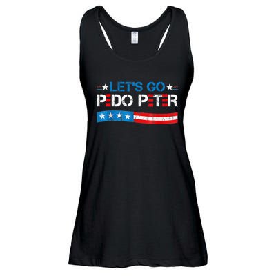 Let's Go Pedo Peter Distressed American US Flag Ladies Essential Flowy Tank