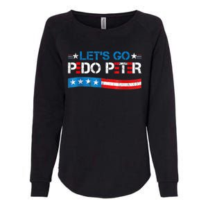 Let's Go Pedo Peter Distressed American US Flag Womens California Wash Sweatshirt