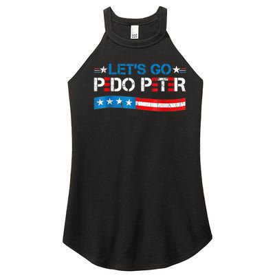 Let's Go Pedo Peter Distressed American US Flag Women's Perfect Tri Rocker Tank