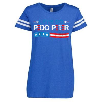 Let's Go Pedo Peter Distressed American US Flag Enza Ladies Jersey Football T-Shirt