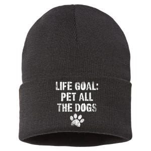 Life Goal Pet All The Dogs Funny Dog Lover Pet Puppy Owner Sustainable Knit Beanie