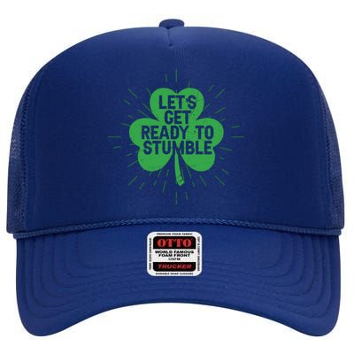 Lets Get Ready To Stumble Clover High Crown Mesh Back Trucker Hat