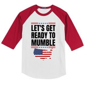 Lets Get Ready To Mumble Biden Funny American Flag Kids Colorblock Raglan Jersey