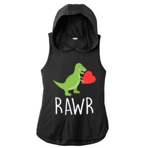 Love Gift Rawr Dinosaur Heart Mother's Father's Ladies PosiCharge Tri-Blend Wicking Draft Hoodie Tank