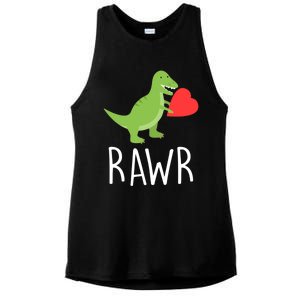 Love Gift Rawr Dinosaur Heart Mother's Father's Ladies PosiCharge Tri-Blend Wicking Tank