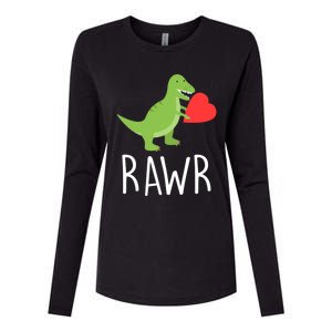 Love Gift Rawr Dinosaur Heart Mother's Father's Womens Cotton Relaxed Long Sleeve T-Shirt