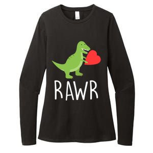 Love Gift Rawr Dinosaur Heart Mother's Father's Womens CVC Long Sleeve Shirt