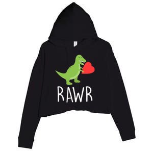 Love Gift Rawr Dinosaur Heart Mother's Father's Crop Fleece Hoodie