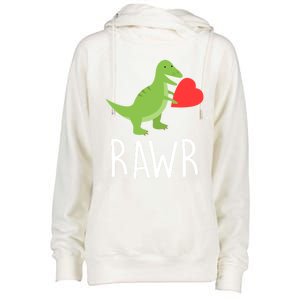 Love Gift Rawr Dinosaur Heart Mother's Father's Womens Funnel Neck Pullover Hood