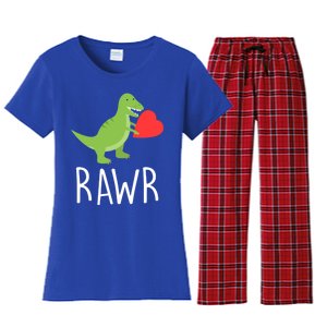 Love Gift Rawr Dinosaur Heart Mother's Father's Women's Flannel Pajama Set