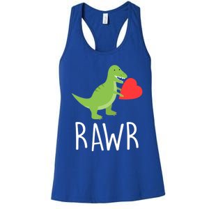 Love Gift Rawr Dinosaur Heart Mother's Father's Women's Racerback Tank