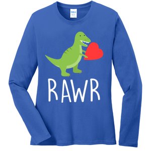 Love Gift Rawr Dinosaur Heart Mother's Father's Ladies Long Sleeve Shirt