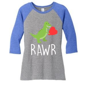 Love Gift Rawr Dinosaur Heart Mother's Father's Women's Tri-Blend 3/4-Sleeve Raglan Shirt