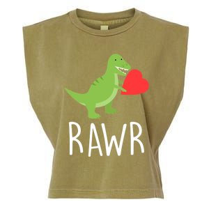 Love Gift Rawr Dinosaur Heart Mother's Father's Garment-Dyed Women's Muscle Tee