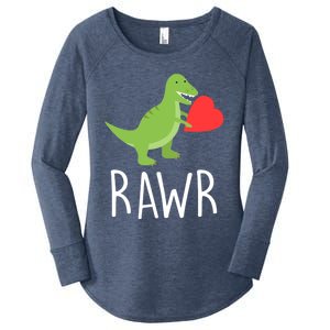 Love Gift Rawr Dinosaur Heart Mother's Father's Women's Perfect Tri Tunic Long Sleeve Shirt