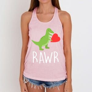 Love Gift Rawr Dinosaur Heart Mother's Father's Women's Knotted Racerback Tank