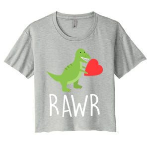 Love Gift Rawr Dinosaur Heart Mother's Father's Women's Crop Top Tee