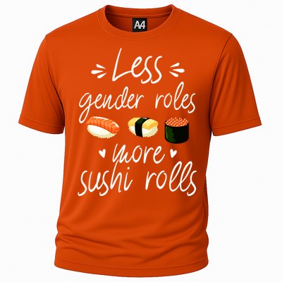 Less Gender Roles More Sushi Rolls Funny Japanese Sushi Gift Cooling Performance Crew T-Shirt