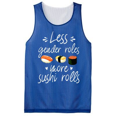 Less Gender Roles More Sushi Rolls Funny Japanese Sushi Gift Mesh Reversible Basketball Jersey Tank