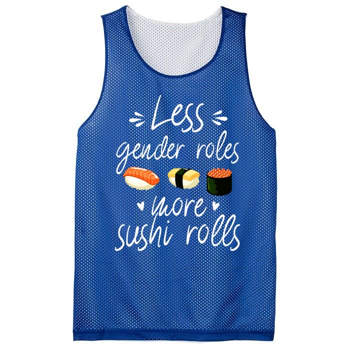 Less Gender Roles More Sushi Rolls Funny Japanese Sushi Gift Mesh Reversible Basketball Jersey Tank