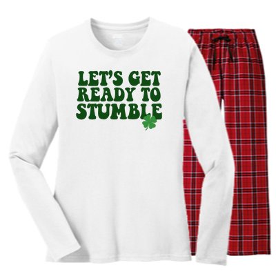 Lets Get Ready To Stumble St Patricks Day Women's Long Sleeve Flannel Pajama Set 