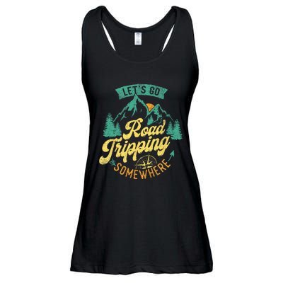 Lets Go Road Tripping Somewhere Road Trip Camping Outdoors Ladies Essential Flowy Tank