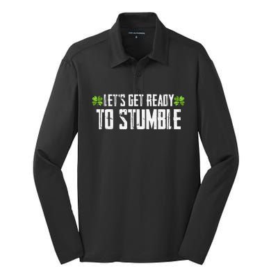 Let's Get Ready To Stumble Saint Patrick's Day Silk Touch Performance Long Sleeve Polo