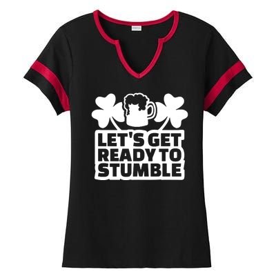 Let's Get Ready To Stumble St Patrick's Day Ladies Halftime Notch Neck Tee