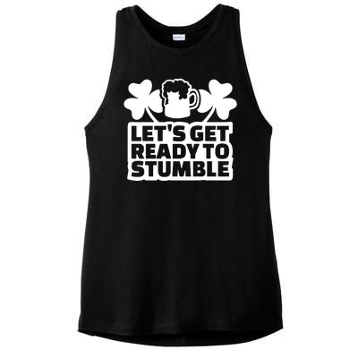 Let's Get Ready To Stumble St Patrick's Day Ladies PosiCharge Tri-Blend Wicking Tank