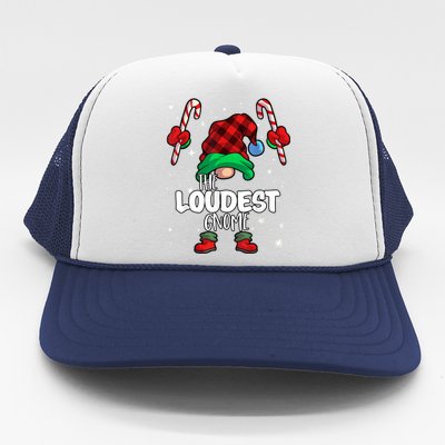 Loudest Gnome Red Buffalo Plaid Matching Family Christmas Trucker Hat