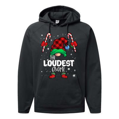 Loudest Gnome Red Buffalo Plaid Matching Family Christmas Performance Fleece Hoodie