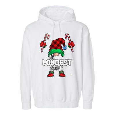 Loudest Gnome Red Buffalo Plaid Matching Family Christmas Garment-Dyed Fleece Hoodie