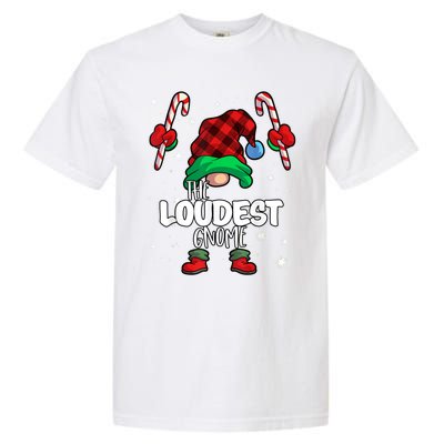 Loudest Gnome Red Buffalo Plaid Matching Family Christmas Garment-Dyed Heavyweight T-Shirt