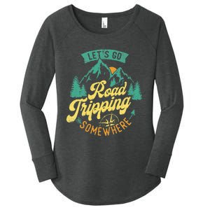 Let's Go Road Tripping Somewhere Road Trip Camping Outdoors Women's Perfect Tri Tunic Long Sleeve Shirt