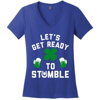 Lets Get Ready To Stumble Gift Pub St Patrick's Day Beer Meaningful Gift Women's V-Neck T-Shirt