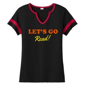 Lets Go Read Book Lover Ladies Halftime Notch Neck Tee