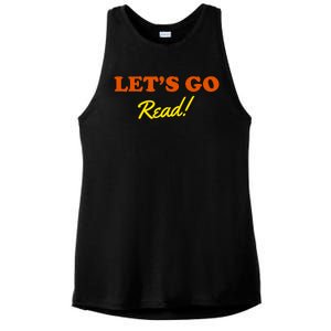 Lets Go Read Book Lover Ladies PosiCharge Tri-Blend Wicking Tank