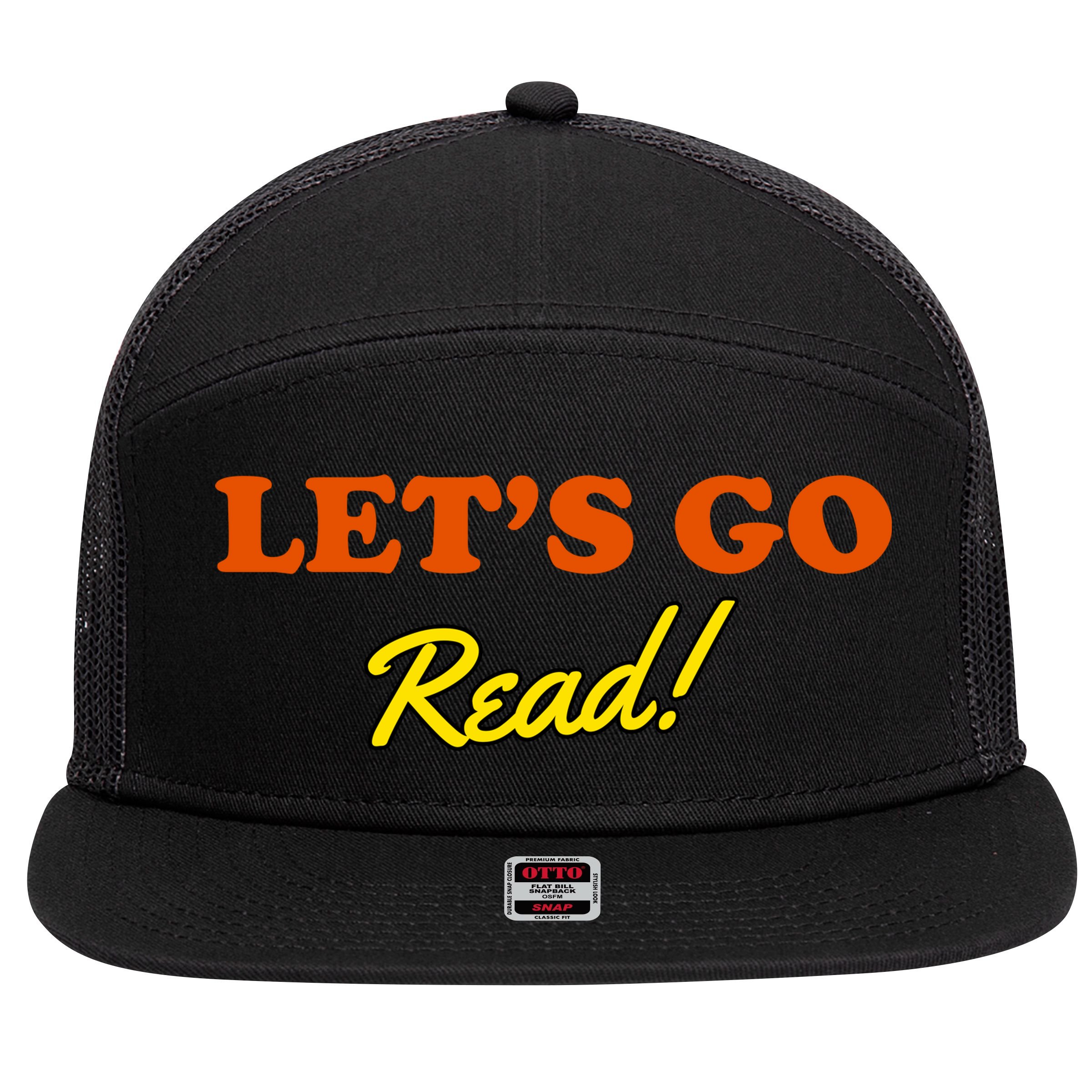 Lets Go Read Book Lover 7 Panel Mesh Trucker Snapback Hat