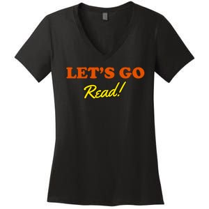 Lets Go Read Book Lover Women's V-Neck T-Shirt