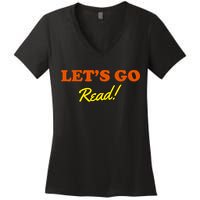 Lets Go Read Book Lover Women's V-Neck T-Shirt