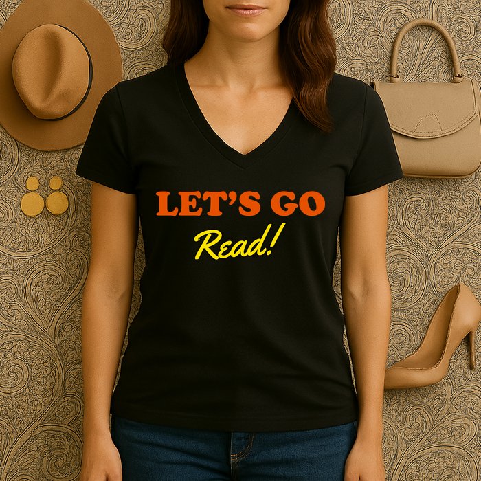 Lets Go Read Book Lover Women's V-Neck T-Shirt