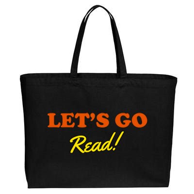 Lets Go Read Book Lover Cotton Canvas Jumbo Tote