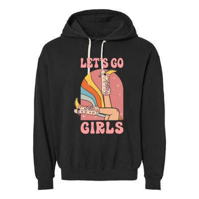 Lets Go Retro Cow Bride Bridesmaid Bachelorette Garment-Dyed Fleece Hoodie