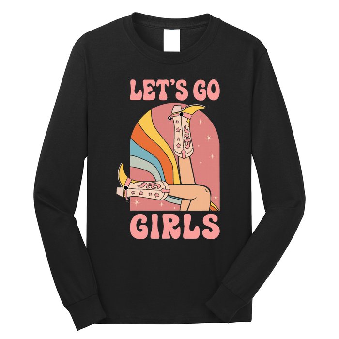 Lets Go Retro Cow Bride Bridesmaid Bachelorette Long Sleeve Shirt